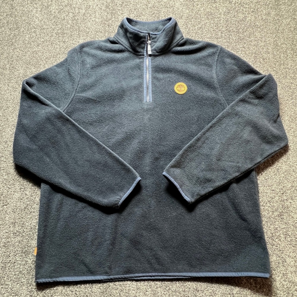 Timberland Mens XXL Navy Blue Fleece Quarter Zip Pullover Like New Condition